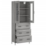 vidaXL Dulap înalt, gri sonoma, 69,5x34x180 cm, lemn compozit