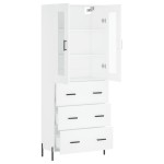 vidaXL Dulap înalt, alb, 69,5x34x180 cm, lemn compozit