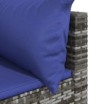 vidaXL Canapea de colț cu pernă de grădină, gri, poliratan