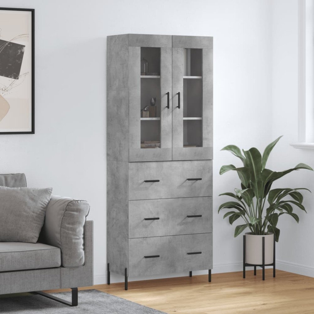 vidaXL Dulap înalt, gri beton, 69,5x34x180, lemn compozit