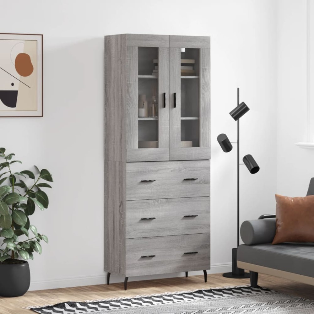 vidaXL Dulap înalt, gri sonoma, 69,5x34x180 cm, lemn compozit