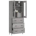 vidaXL Dulap înalt, gri sonoma, 69,5x34x180 cm, lemn compozit