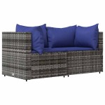 vidaXL Set mobilier de grădină cu perne, 3 piese, gri, poliratan vidaXL Set mobilier de grădină cu perne, 3 piese, gri, poliratan