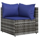 vidaXL Set mobilier de grădină cu perne, 3 piese, gri, poliratan vidaXL Set mobilier de grădină cu perne, 3 piese, gri, poliratan