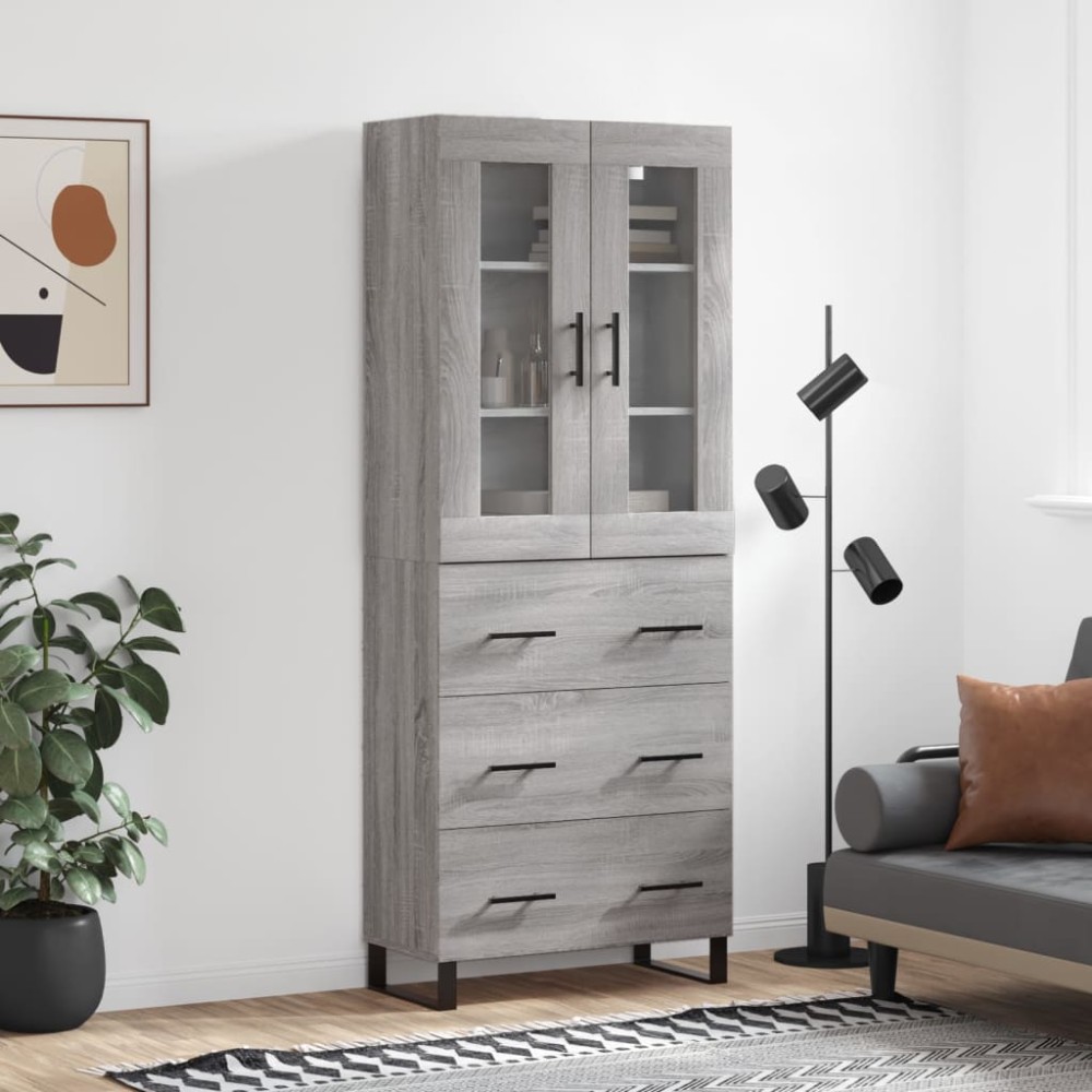 vidaXL Dulap înalt, gri sonoma, 69,5x34x180 cm, lemn compozit