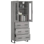 vidaXL Dulap înalt, gri sonoma, 69,5x34x180 cm, lemn compozit