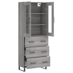 vidaXL Dulap înalt, gri sonoma, 69,5x34x180 cm, lemn compozit