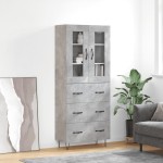 vidaXL Dulap înalt, gri beton, 69,5x34x180, lemn compozit