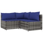 vidaXL Set mobilier de grădină cu perne, 3 piese, gri, poliratan vidaXL Set mobilier de grădină cu perne, 3 piese, gri, poliratan