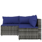 vidaXL Set mobilier de grădină cu perne, 3 piese, gri, poliratan vidaXL Set mobilier de grădină cu perne, 3 piese, gri, poliratan