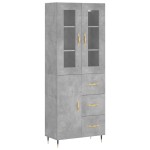 vidaXL Dulap înalt, gri beton, 69,5x34x180, lemn compozit