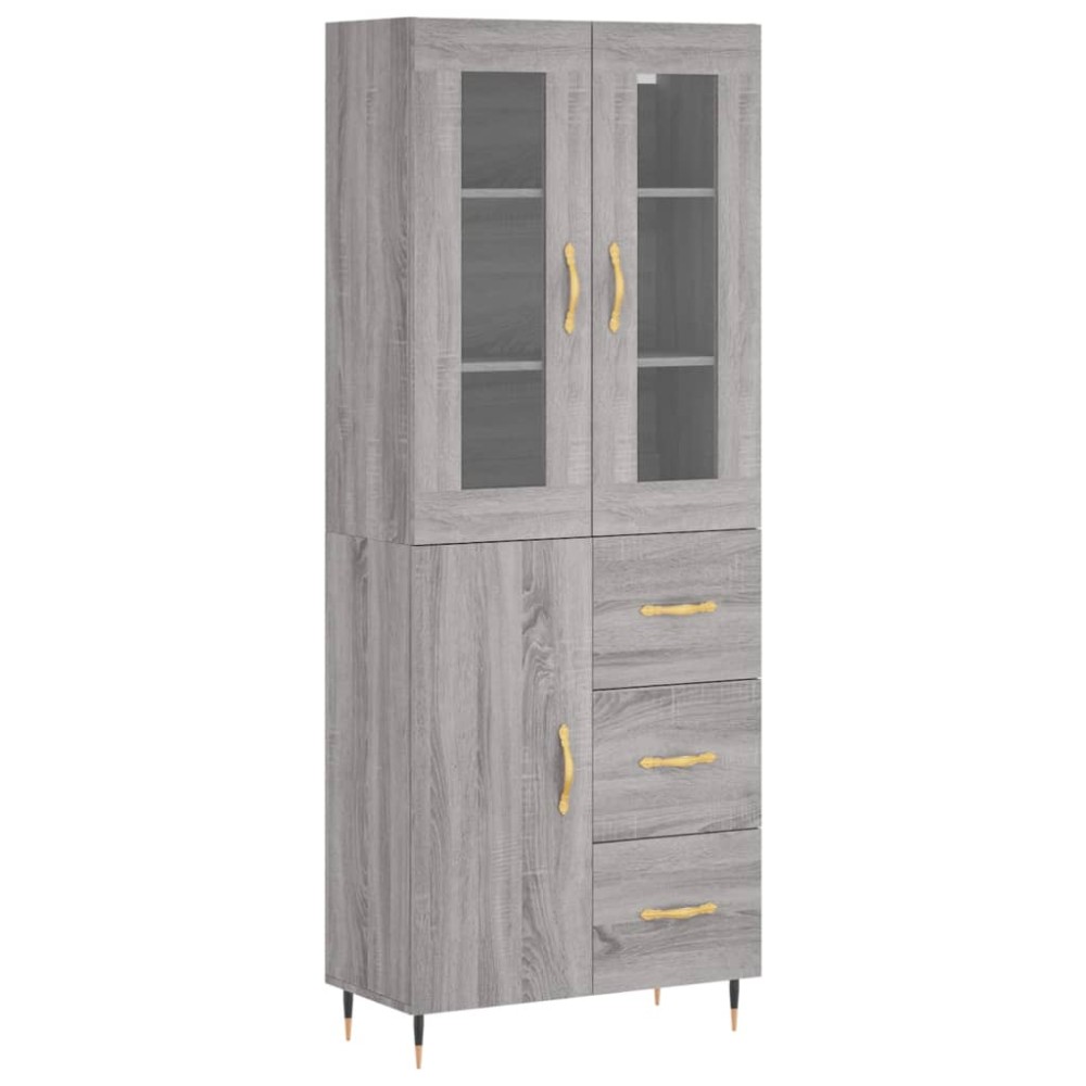 vidaXL Dulap înalt, gri sonoma, 69,5x34x180 cm, lemn compozit