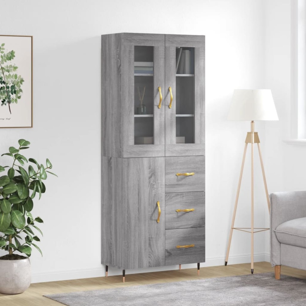 vidaXL Dulap înalt, gri sonoma, 69,5x34x180 cm, lemn compozit