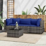 vidaXL Set mobilier de grădină cu perne, 4 piese, gri, poliratan vidaXL Set mobilier de grădină cu perne, 4 piese, gri, poliratan