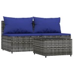 vidaXL Set mobilier de grădină cu perne, 3 piese, gri, poliratan vidaXL Set mobilier de grădină cu perne, 3 piese, gri, poliratan