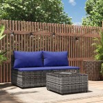 vidaXL Set mobilier de grădină cu perne, 3 piese, gri, poliratan vidaXL Set mobilier de grădină cu perne, 3 piese, gri, poliratan
