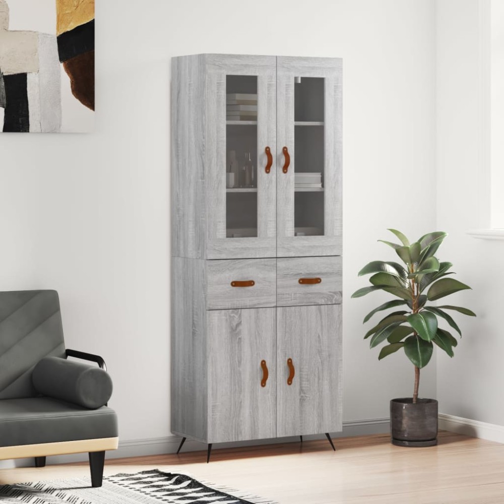 vidaXL Dulap înalt, gri sonoma, 69,5x34x180 cm, lemn compozit