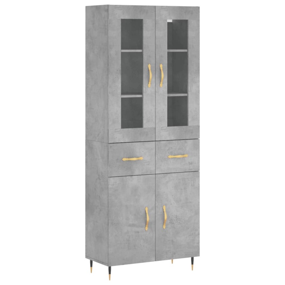 vidaXL Dulap înalt, gri beton, 69,5x34x180, lemn compozit