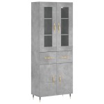 vidaXL Dulap înalt, gri beton, 69,5x34x180, lemn compozit