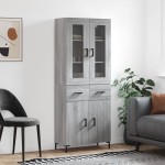 vidaXL Dulap înalt, gri sonoma, 69,5x34x180 cm, lemn compozit