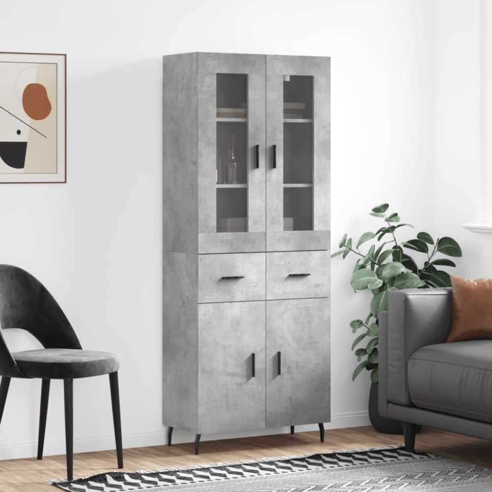 vidaXL Dulap înalt, gri beton, 69,5x34x180, lemn compozit