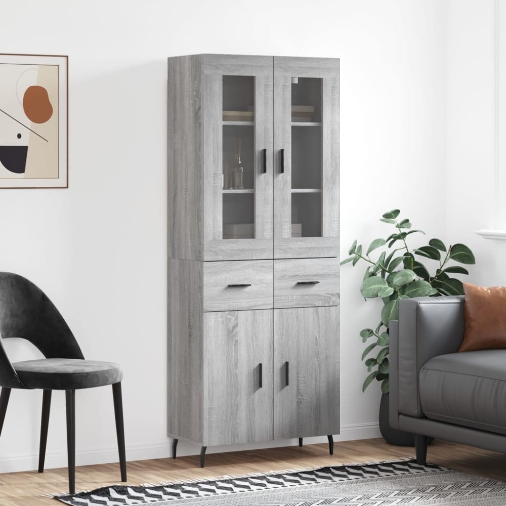 vidaXL Dulap înalt, gri sonoma, 69,5x34x180 cm, lemn compozit