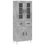 vidaXL Dulap înalt, gri beton, 69,5x34x180, lemn compozit