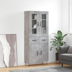 vidaXL Dulap înalt, gri beton, 69,5x34x180, lemn compozit