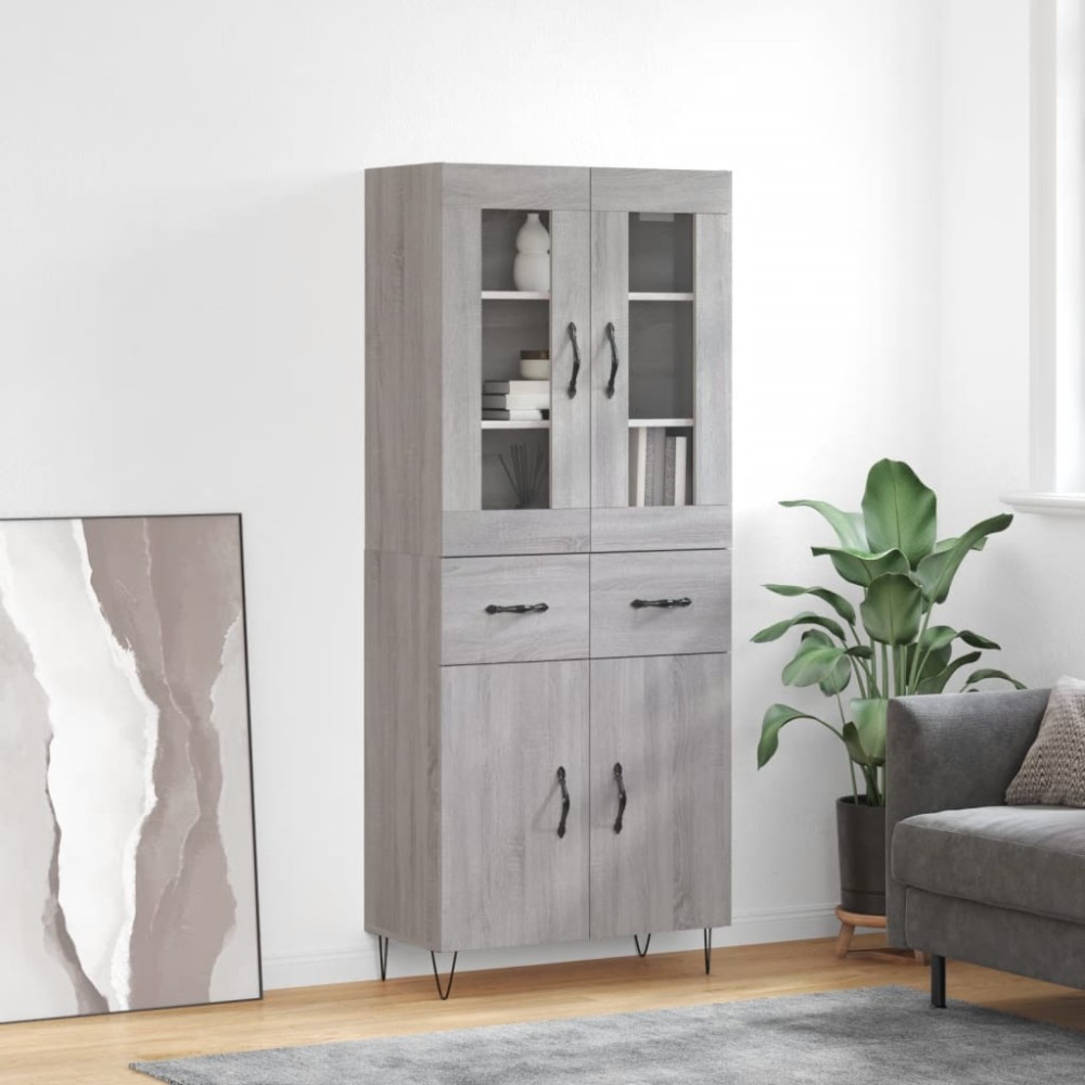 vidaXL Dulap înalt, gri sonoma, 69,5x34x180 cm, lemn compozit