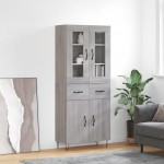 vidaXL Dulap înalt, gri sonoma, 69,5x34x180 cm, lemn compozit