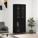 vidaXL Dulap înalt, negru, 69,5x34x180 cm, lemn compozit vidaXL Dulap înalt, negru, 69,5x34x180 cm, lemn compozit