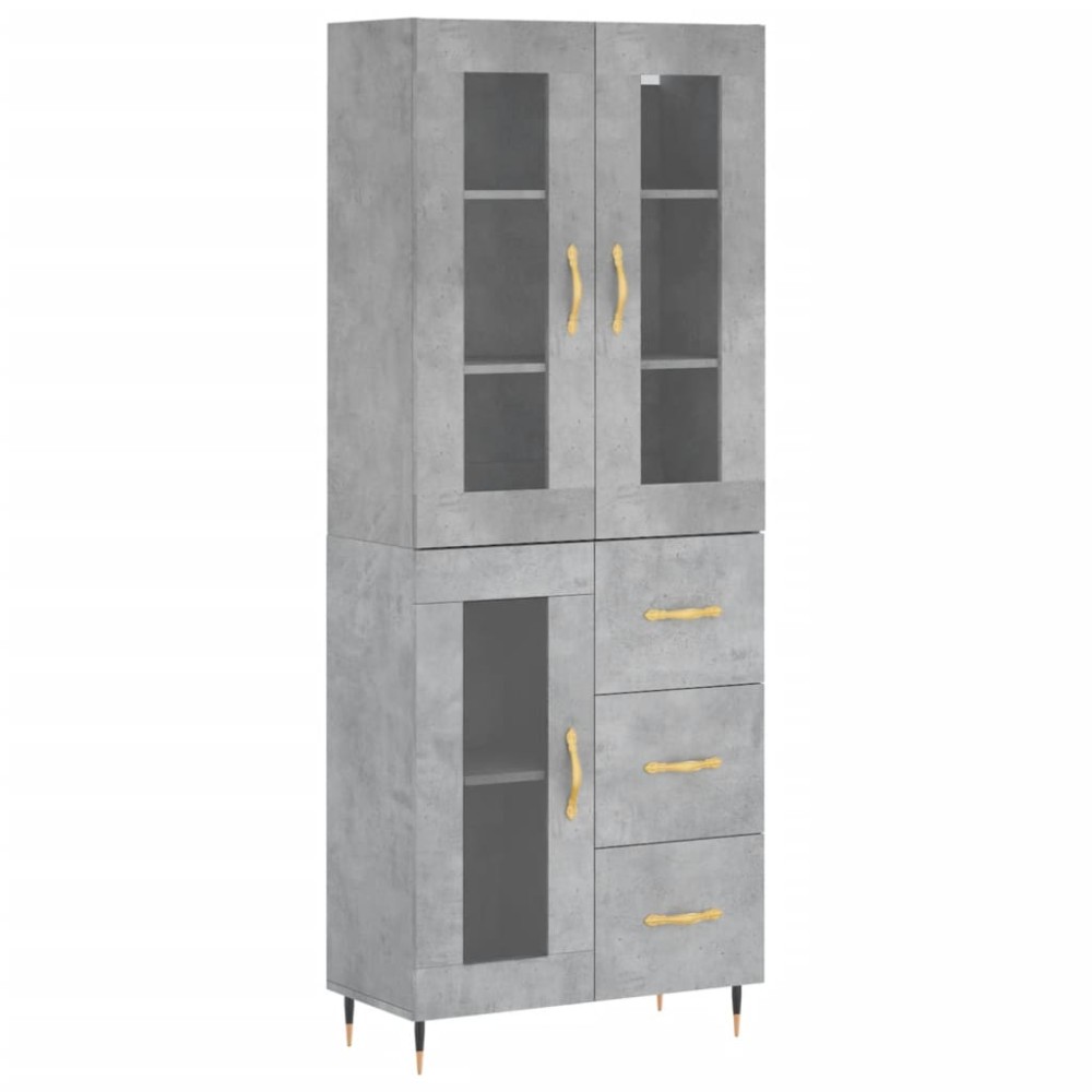 vidaXL Dulap înalt, gri beton, 69,5x34x180, lemn compozit