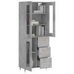 vidaXL Dulap înalt, gri beton, 69,5x34x180, lemn compozit