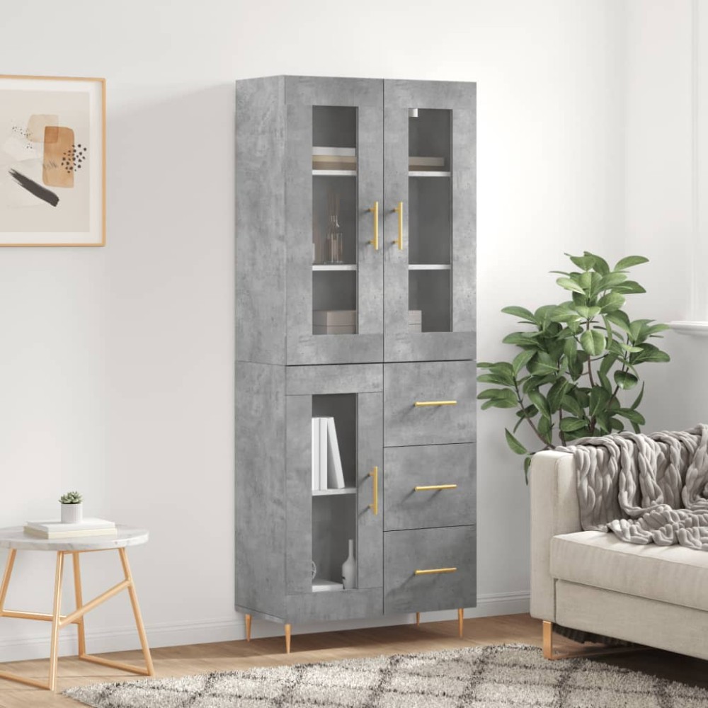 vidaXL Dulap înalt, gri beton, 69,5x34x180, lemn compozit
