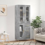 vidaXL Dulap înalt, gri beton, 69,5x34x180, lemn compozit
