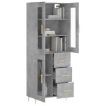 vidaXL Dulap înalt, gri beton, 69,5x34x180, lemn compozit