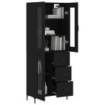 vidaXL Dulap înalt, negru, 69,5x34x180 cm, lemn compozit