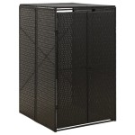 vidaXL Magazie de pubelă cu roți, negru, 70x80x117 cm, poliratan vidaXL Magazie de pubelă cu roți, negru, 70x80x117 cm, poliratan