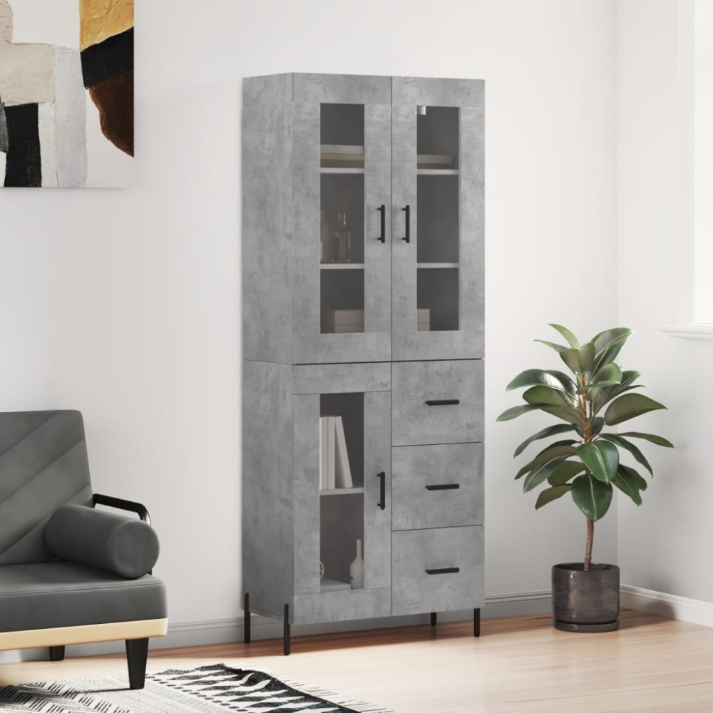 vidaXL Dulap înalt, gri beton, 69,5x34x180, lemn compozit