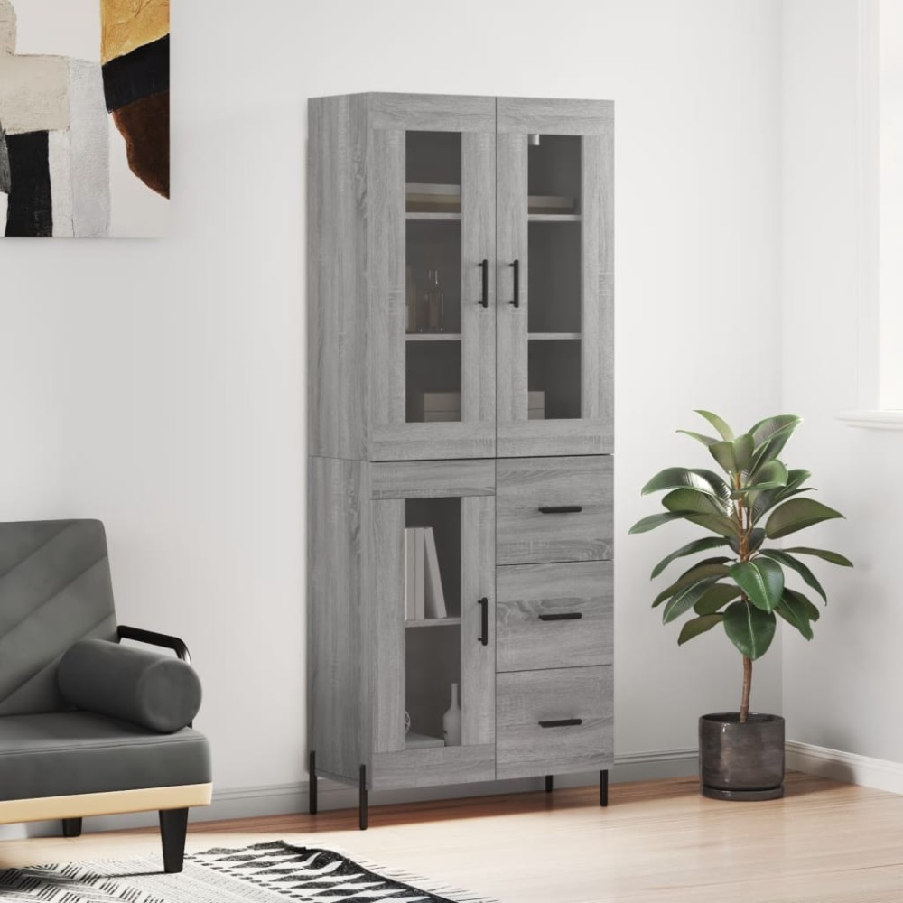 vidaXL Dulap înalt, gri sonoma, 69,5x34x180 cm, lemn compozit
