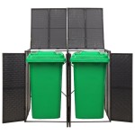 vidaXL Magazie de pubele dublă, negru, 140x80x117 cm, poliratan vidaXL Magazie de pubele dublă, negru, 140x80x117 cm, poliratan
