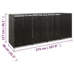 vidaXL Magazie de pubele cvadruplă, negru, 274x80x117 cm, poliratan vidaXL Magazie de pubele cvadruplă, negru, 274x80x117 cm, poliratan