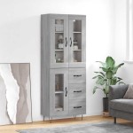 vidaXL Dulap înalt, gri sonoma, 69,5x34x180 cm, lemn compozit