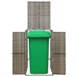 vidaXL Magazie de pubelă cu roți, gri, 70x80x117 cm, poliratan vidaXL Magazie de pubelă cu roți, gri, 70x80x117 cm, poliratan