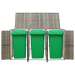 vidaXL Magazie de pubele triplă, gri, 207x80x117 cm, poliratan