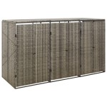 vidaXL Magazie de pubele triplă, gri, 207x80x117 cm, poliratan