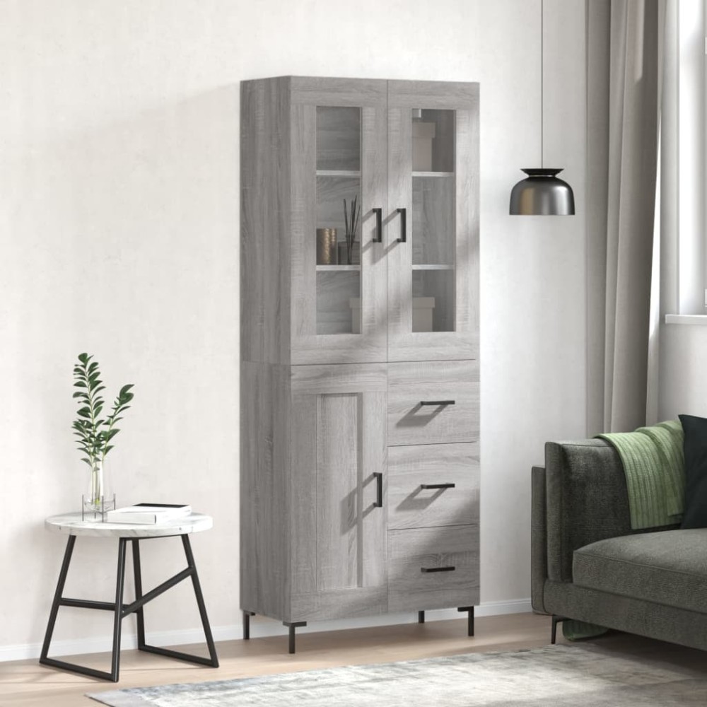 vidaXL Dulap înalt, gri sonoma, 69,5x34x180 cm, lemn compozit