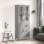 vidaXL Dulap înalt, gri sonoma, 69,5x34x180 cm, lemn compozit