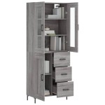 vidaXL Dulap înalt, gri sonoma, 69,5x34x180 cm, lemn compozit