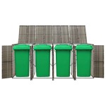 vidaXL Magazie de pubele cvadruplă, gri, 274x80x117 cm, poliratan vidaXL Magazie de pubele cvadruplă, gri, 274x80x117 cm, poliratan